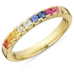 Multifarvet safir alliancering i 14 karat guld 0,51 ct