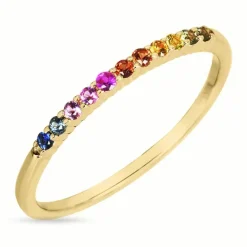 Multifarvet safir alliancering i 14 karat guld 0,26 ct