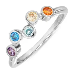 Multifarvet zirkon ring i sølv - Bubbly Twist