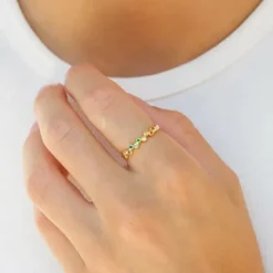Multifarvet zirkon ring i forgyldt sølv - Bubbly Twist