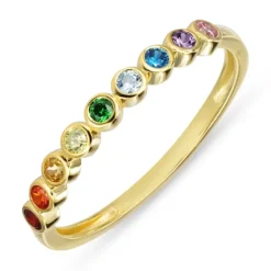 Multifarvet zirkon ring i forgyldt sølv - Bubbly Twist