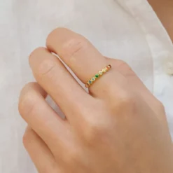Multifarvet zirkon ring i forgyldt sølv - Bubbly Twist