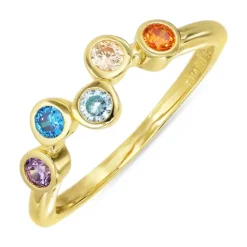 Multifarvet zirkon ring i forgyldt sølv - Bubbly Twist