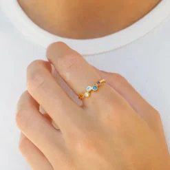 Multifarvet zirkon ring i forgyldt sølv - Bubbly Twist