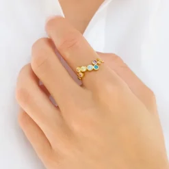 Multifarvet zirkon ring i forgyldt sølv - Bubbly Twist