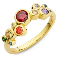 Multifarvet zirkon ring i forgyldt sølv - Bubbly Twist
