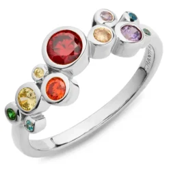 Multifarvet zirkon ring i sølv - Bubbly Twist