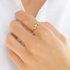 Multifarvet zirkon ring i forgyldt sølv - Bubbly Twist