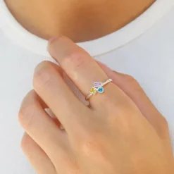 Multifarvet zirkon ring i sølv