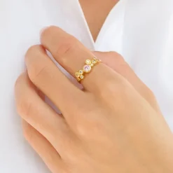 Multifarvet zirkon ring i forgyldt sølv - Bubbly Twist