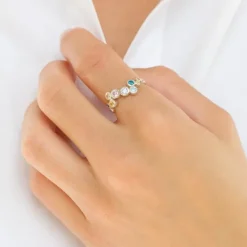 Multifarvet zirkon ring i sølv - Bubbly Twist