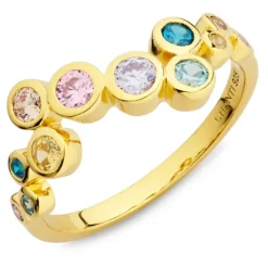 Multifarvet zirkon ring i forgyldt sølv - Bubbly Twist