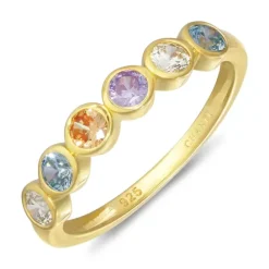 Multifarvet zirkon ring i forgyldt sølv - Bubbly Twist