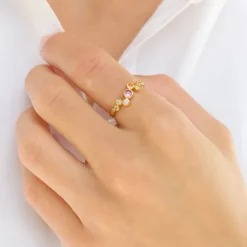 Multifarvet zirkon ring i forgyldt sølv - Bubbly Twist