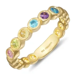 Multifarvet zirkon ring i forgyldt sølv - Bubbly Twist