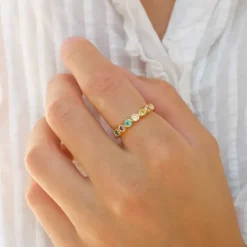 Multifarvet zirkon ring i forgyldt sølv - Bubbly Twist