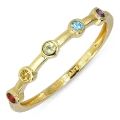 Multifarvet zirkon ring i forgyldt sølv - Bubbly Twist