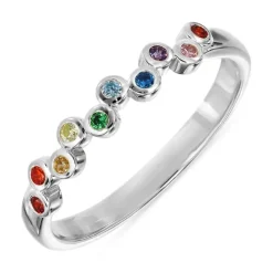Multifarvet zirkon ring i sølv - Bubbly Twist