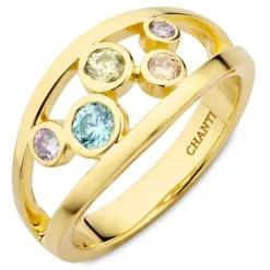 Multifarvet zirkon ring i forgyldt sølv - Bubbly Twist