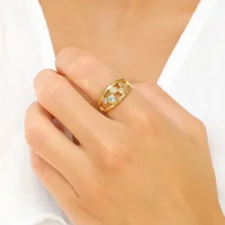 Multifarvet zirkon ring i forgyldt sølv - Bubbly Twist