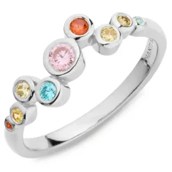 Multifarvet zirkon ring i sølv - Bubbly Twist