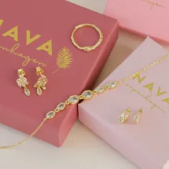 Nava Akhen armbånd i forgyldt sølv hvid zirkon