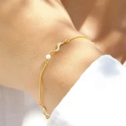 Nava Kaito perle armbånd i forgyldt sølv