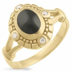 Onyks ring i forgyldt sølv