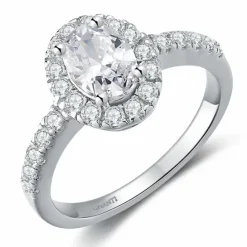 Oval hvid zirkon ring i sølv