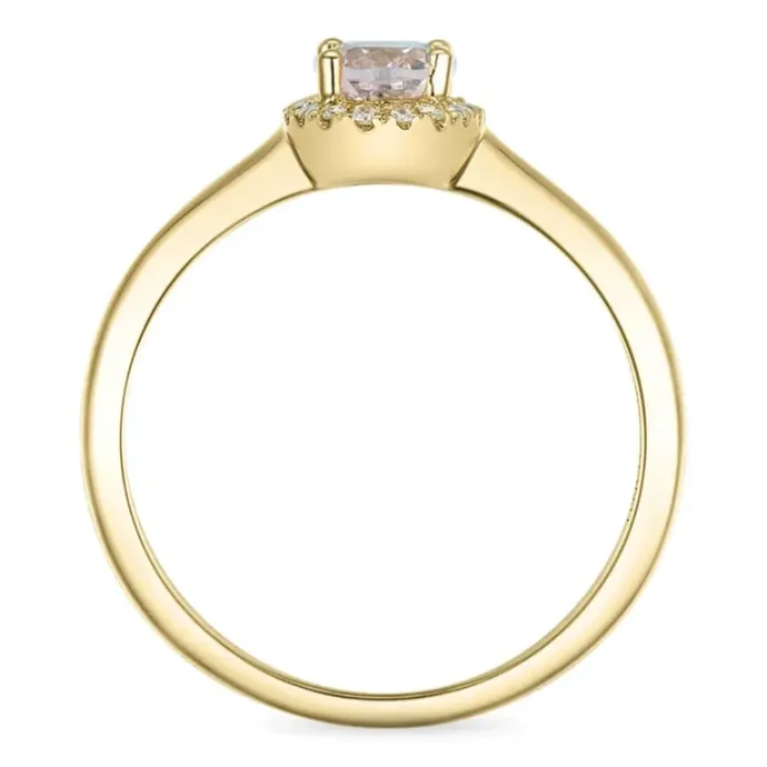 Oval morganit diamantring i 14 karat guld 0,83 ct 0,09 ct