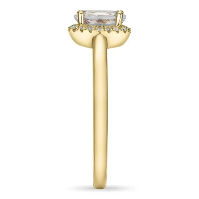 Oval morganit diamantring i 14 karat guld 0,83 ct 0,09 ct