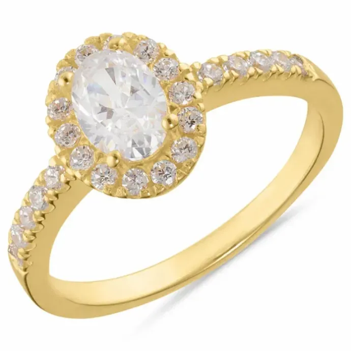Oval ring i forgyldt sølv