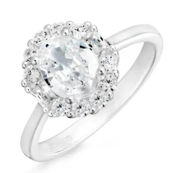 Oval zirkon ring i sølv