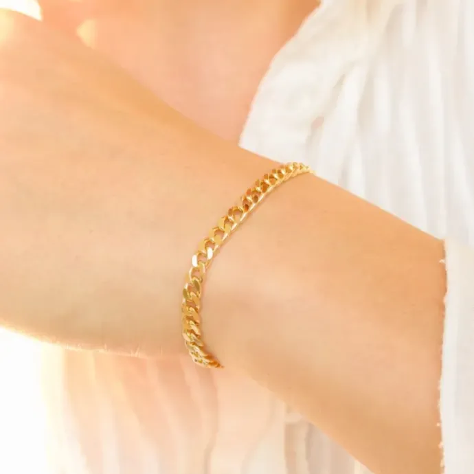 Panserarmbånd i forgyldt sølv 18,5 cm x 4,3 mm