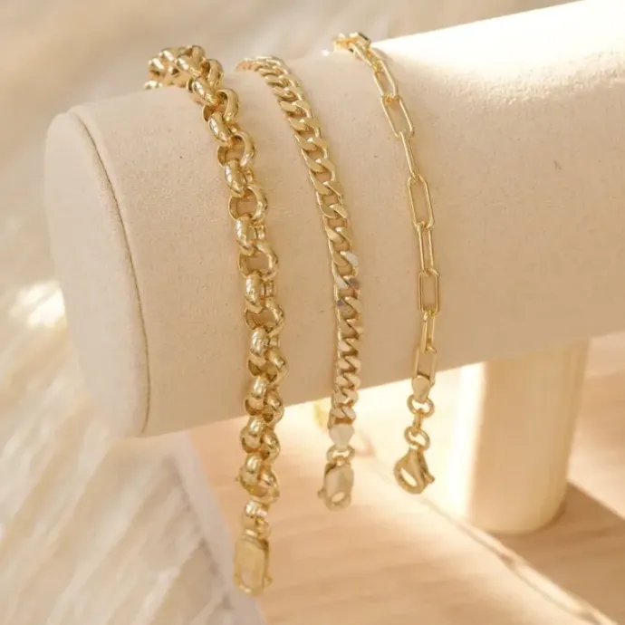 Panserarmbånd i forgyldt sølv 18,5 cm x 4,3 mm