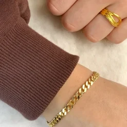 Panserarmbånd i forgyldt sølv 17 cm x 5,3