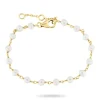 Perle armbånd i forgyldt sølv 16 + 3 cm x 4,3 mm