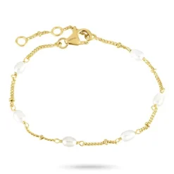 Perle armbånd i forgyldt sølv 16 + 3 cm x 3,2 mm