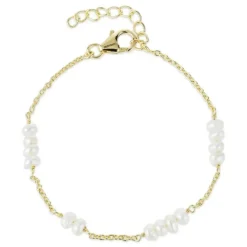 Perle armbånd i forgyldt sølv x 4 mm