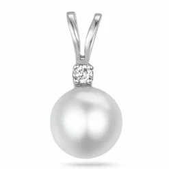 Perle diamantvedhæng i 14 karat hvidguld 0,02 ct