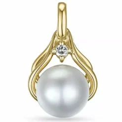 Perle diamantvedhæng i 9 karat guld 0,02 ct