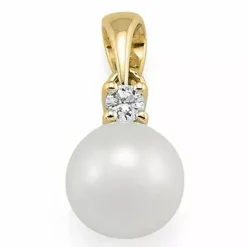 Perle diamantvedhæng i 14 karat guld 0,05 ct