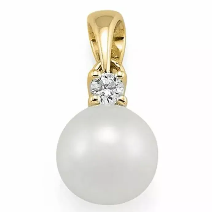 Perle diamantvedhæng i 14 karat guld 0,05 ct