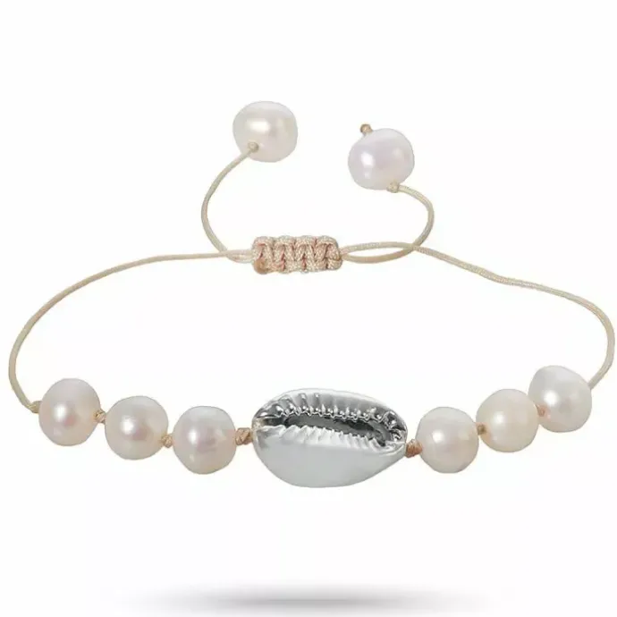 Perle muslinge armbånd i MADU armbånd 17 cm plus 4 cm x 12 mm