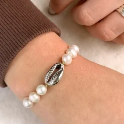 Perle muslinge armbånd i MADU armbånd 17 cm plus 4 cm x 12 mm