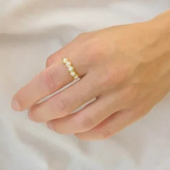 Perle ring i forgyldt sølv