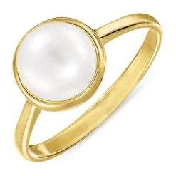 Perle ring i forgyldt sølv