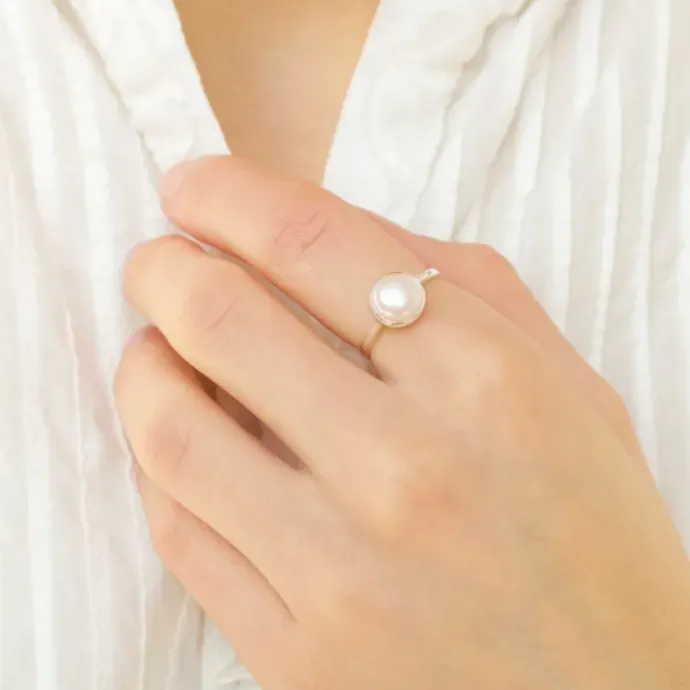 Perle ring i sølv