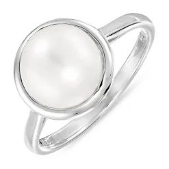 Perle ring i sølv