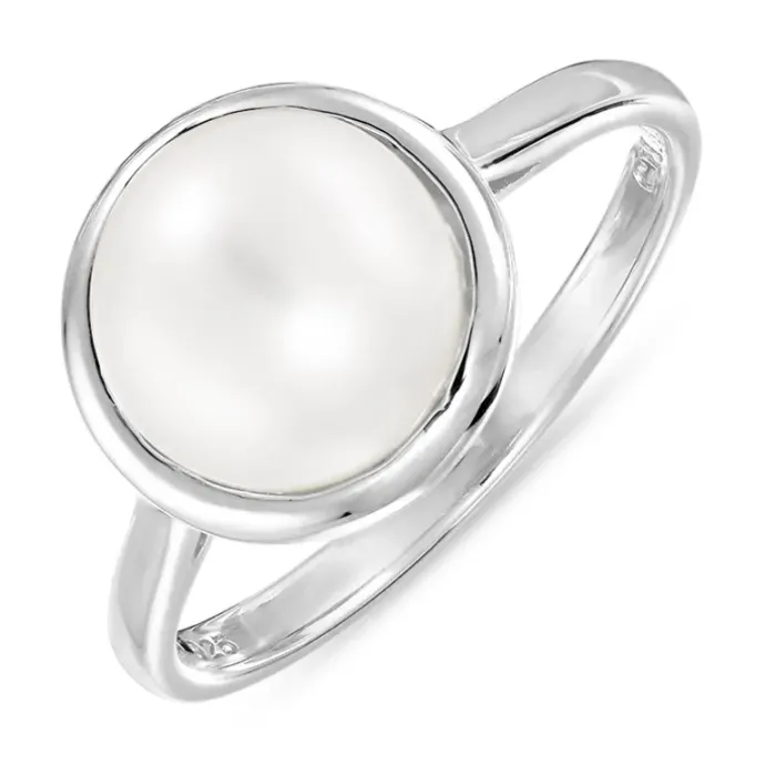 Perle ring i sølv